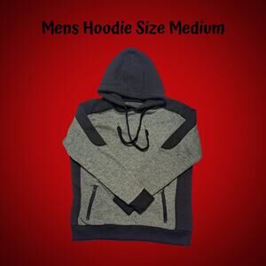 Mens Nick Danger Gray & Black Pullover Hoodie Size Medium with Zippered Pockets
